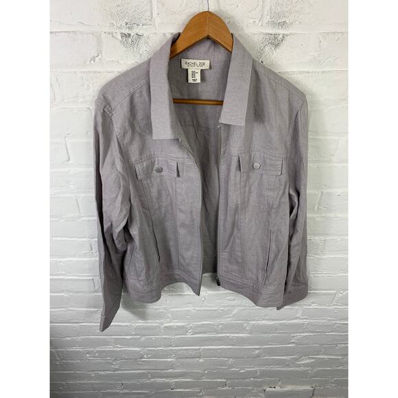 Rachel Zoe Women's Linen Blend Neutral Zip-Up Jacket Long Sleeve Size XL - Picture 1 of 5